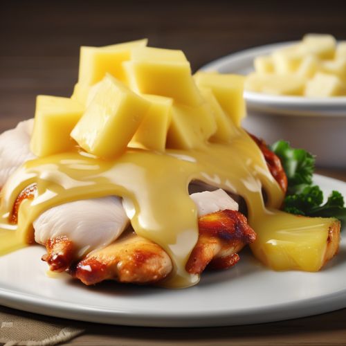 Chicken slices with pineapple and cheese