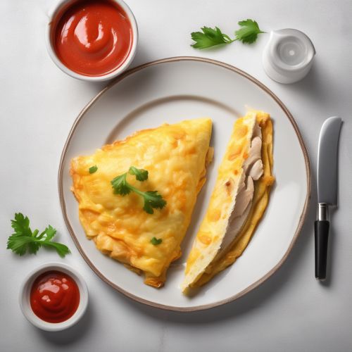 Cheesy Chicken Omelette with Tomato Ketchup