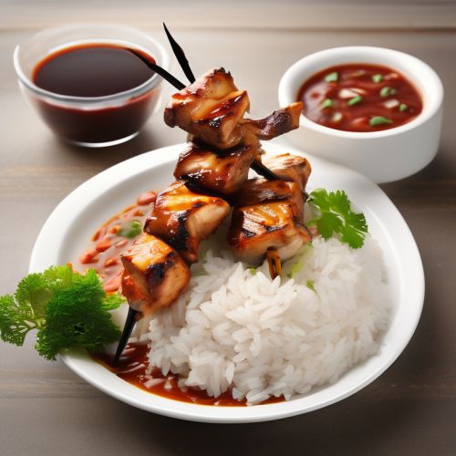 Rice with Grilled Chicken Skewers