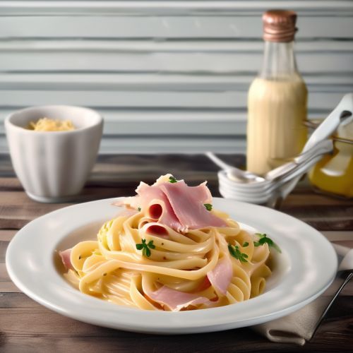 Nudeln mit Eiersahnesauce und Schinken