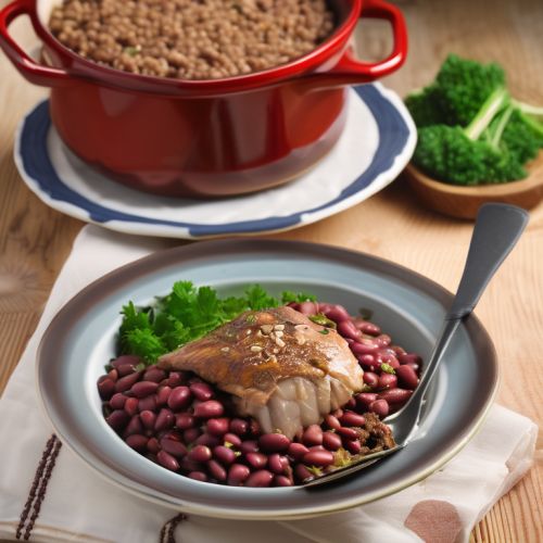 Buckwheat with Red Beans and Baked Chicken Leg