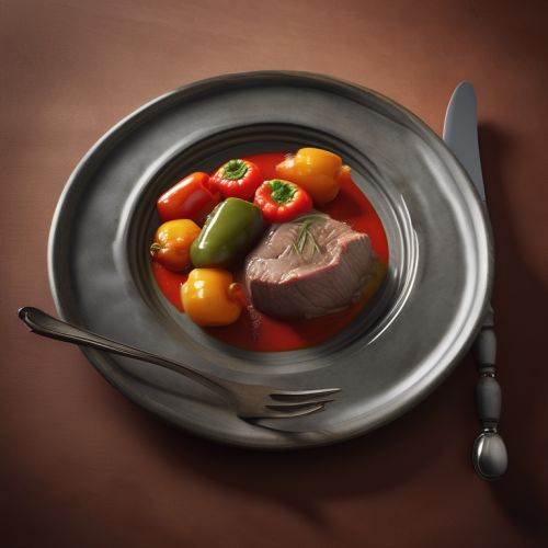 Lamb Meat with Bell Peppers and Herb Cloudberry Sauce