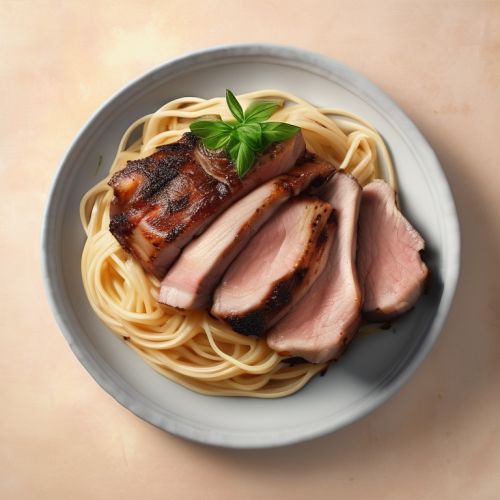 Grilled Pork Neck with Spaghetti
