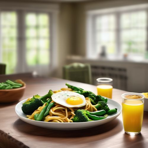 Broccoli and Green Beans Stir-Fry with Spaghetti