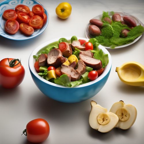 Tomato, Banana, and Apple Salad with Grilled Chicken Hearts