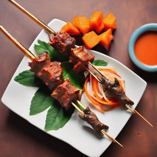 Grilled Crocodile Meat with Papaya and Rose Hips