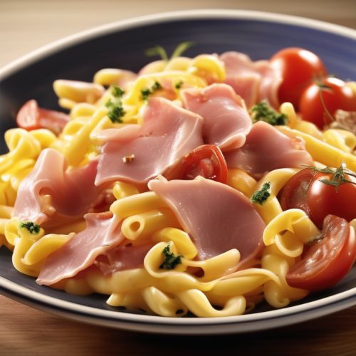 Egg, Ham, Pasta and Tomato Scramble