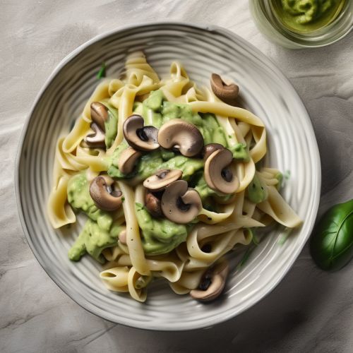 Pasta with Mushrooms and Special Avocado Sauce