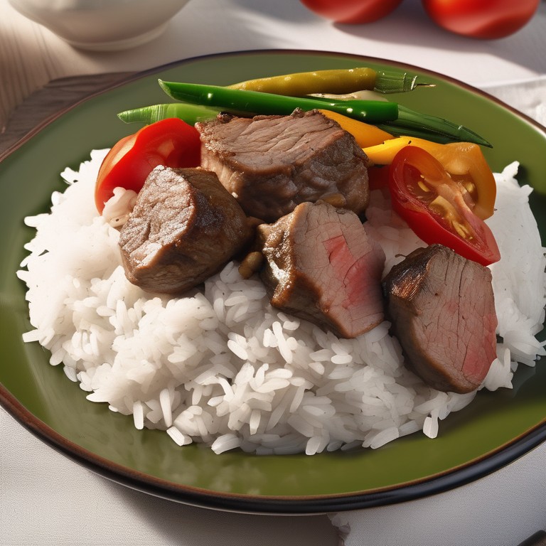 Lamb Meat with Tomato and Vegetable Rice