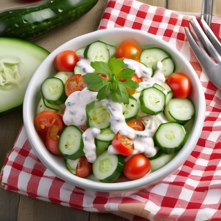 Cucumber and Tomato Salad with Sour Cream