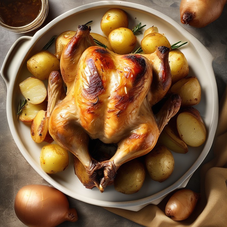 Roasted Chicken with Potatoes and Onion