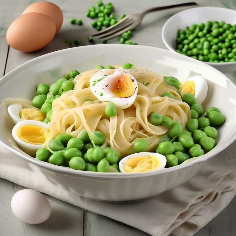 Creamy Pasta with Peas, Eggs, and Pickles