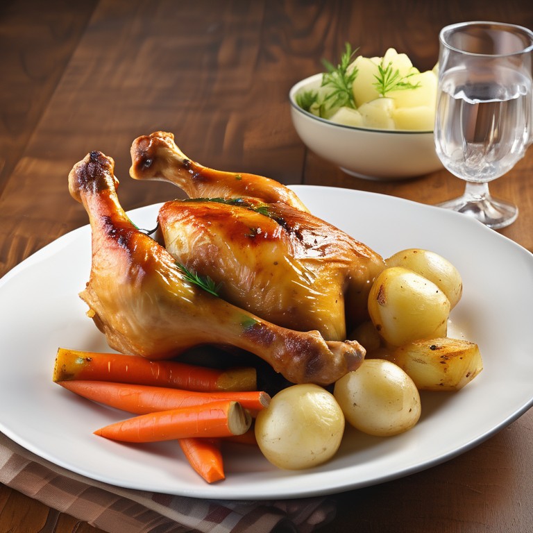 Roasted Chicken Legs with Potatoes and Vegetables