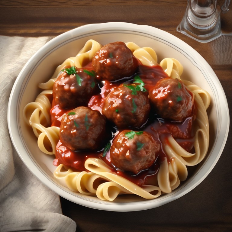 Meatballs with Soy Sauce and Pasta