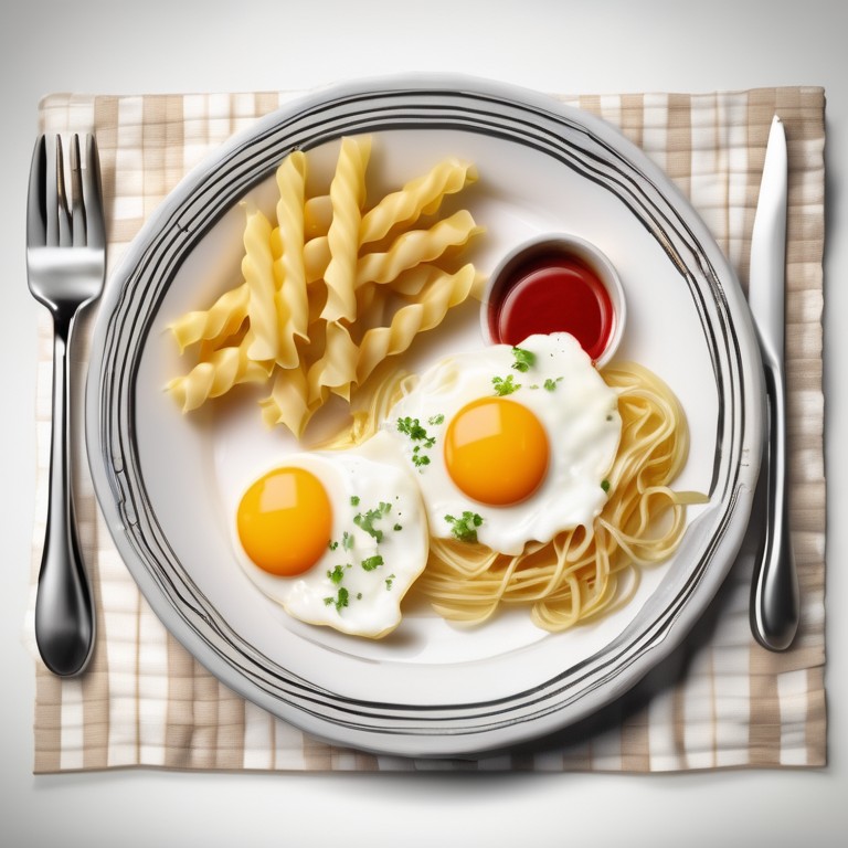 Eggs and Pasta with Ketchup Sauce