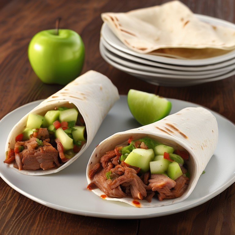 Spicy Spiced Pork Wraps with Green Apple Salsa