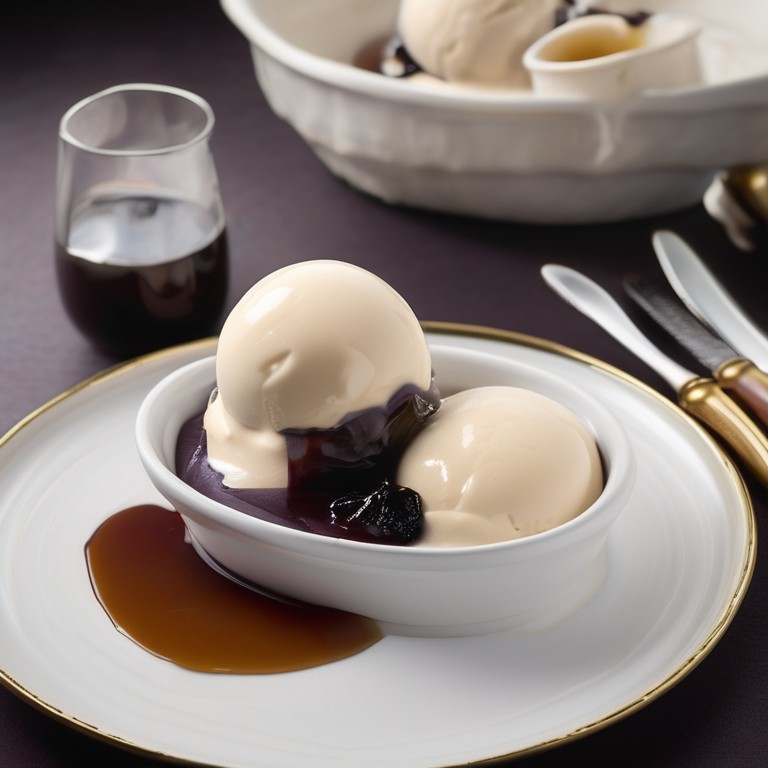 Prune Purée, Sherry & Goat Cheese Ice Cream