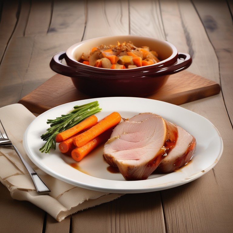 Roasted Pork Loin with Onion and Carrot