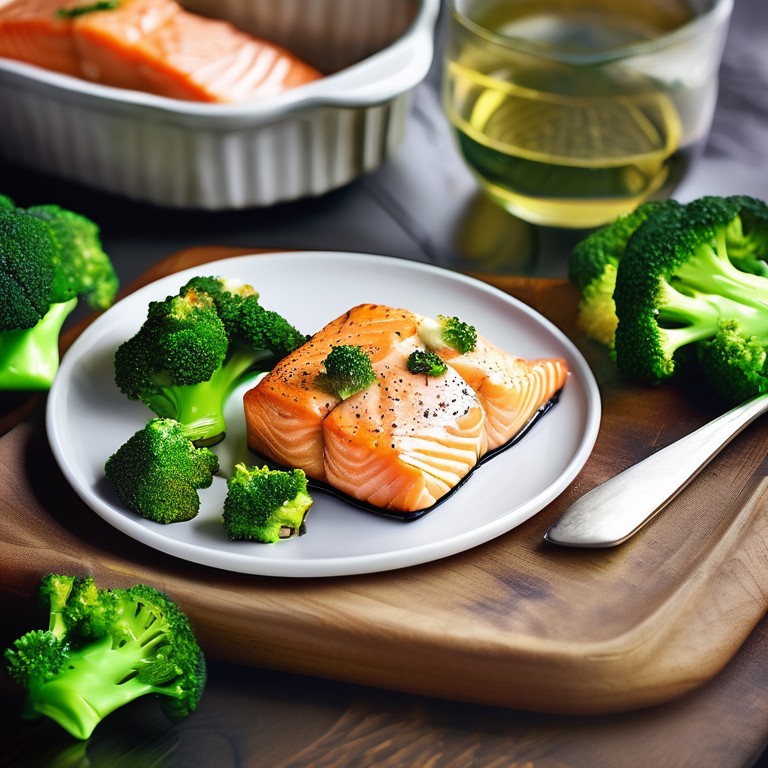Baked Salmon with Broccoli and Ginger Bread
