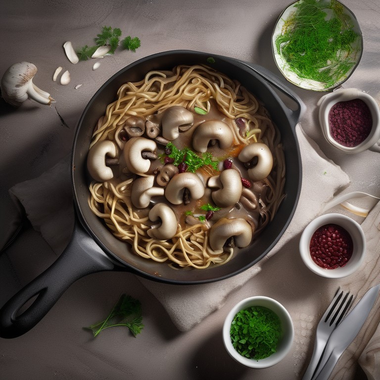 Pilzpfanne mit Kidneybohnen und Nudeln