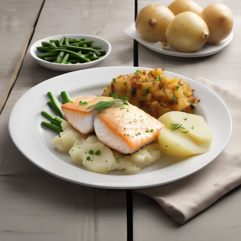 Baked Fish with Creamy Potato and Onion
