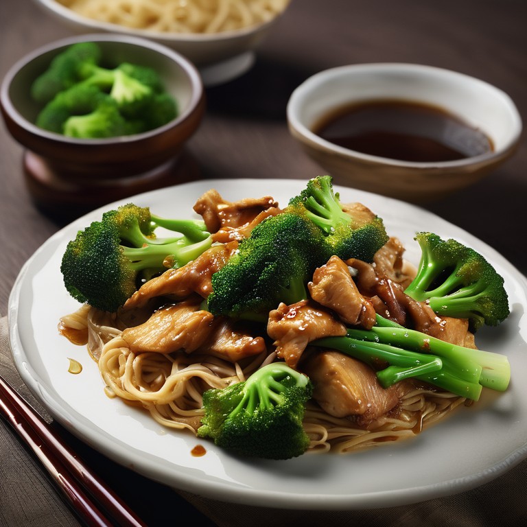 Stir-fried Chicken with Funchoza and Broccoli