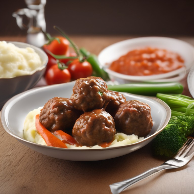 Gebratene Hackfleischbällchen mit Kartoffelstampf
