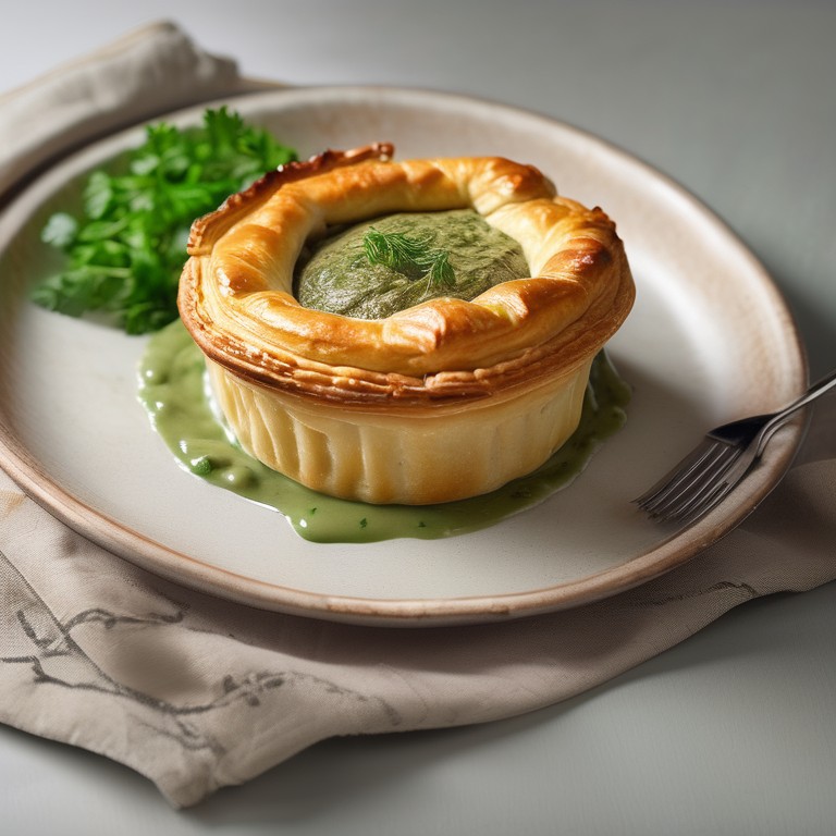Pork & Fresh Fennel Pie with Puff Pastry Crust and Parsley-Mustard Sauce