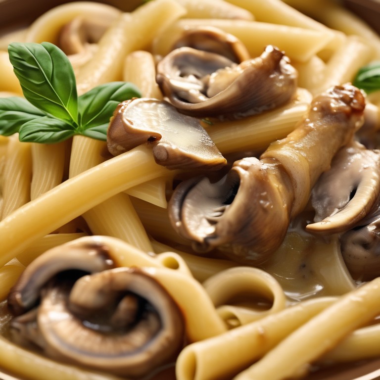 Pasta con Champiñones y Piernas de Pollo