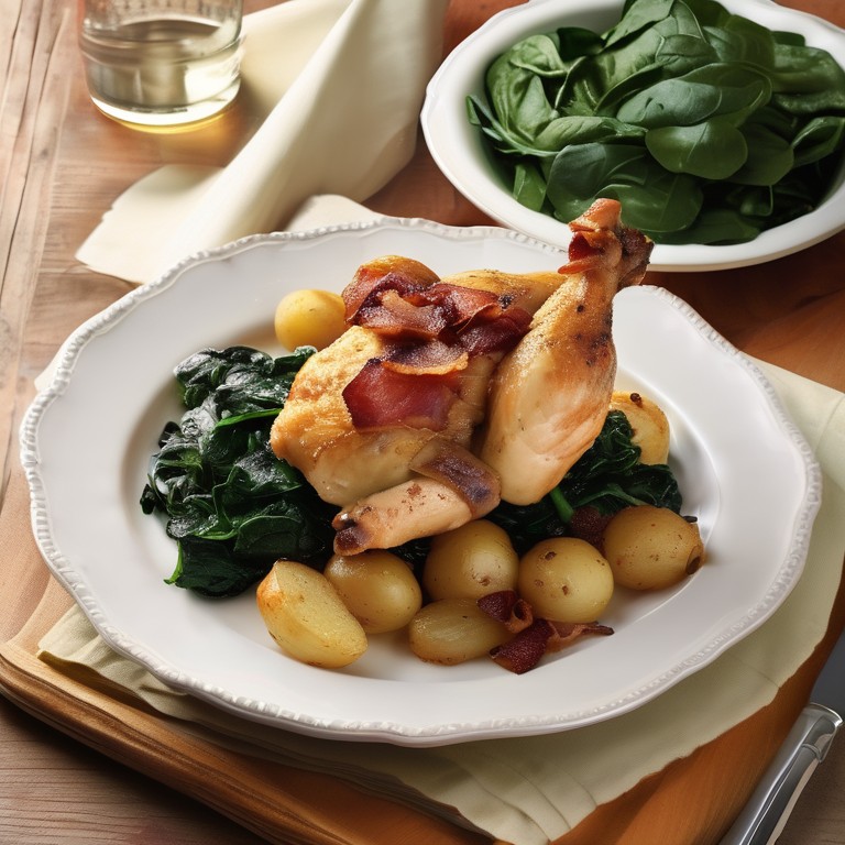 Poulet farci aux épinards et pommes de terre