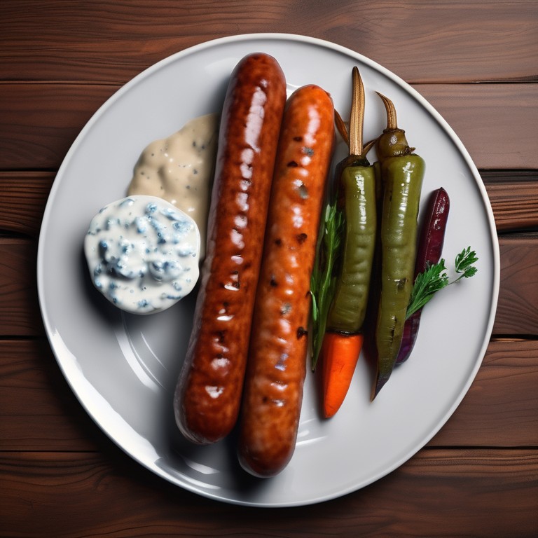 Sausages with Blue Cheese Sauce