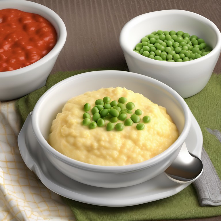 Sour Cream Corn Grits with Green Peas
