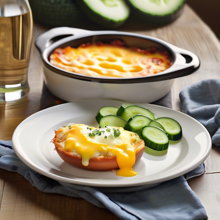Cheesy Baked Eggs with Cucumber Salad