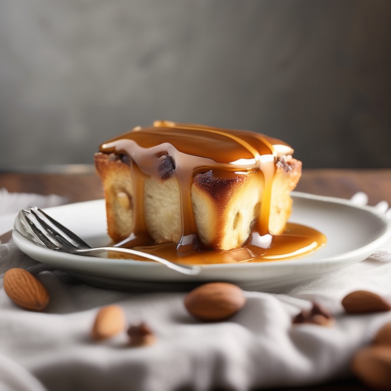 Almond Bread Pudding with Salted Caramel Sauce