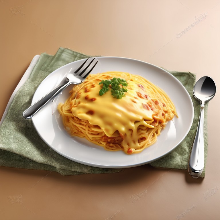 Cheesy Spaghetti Omelette