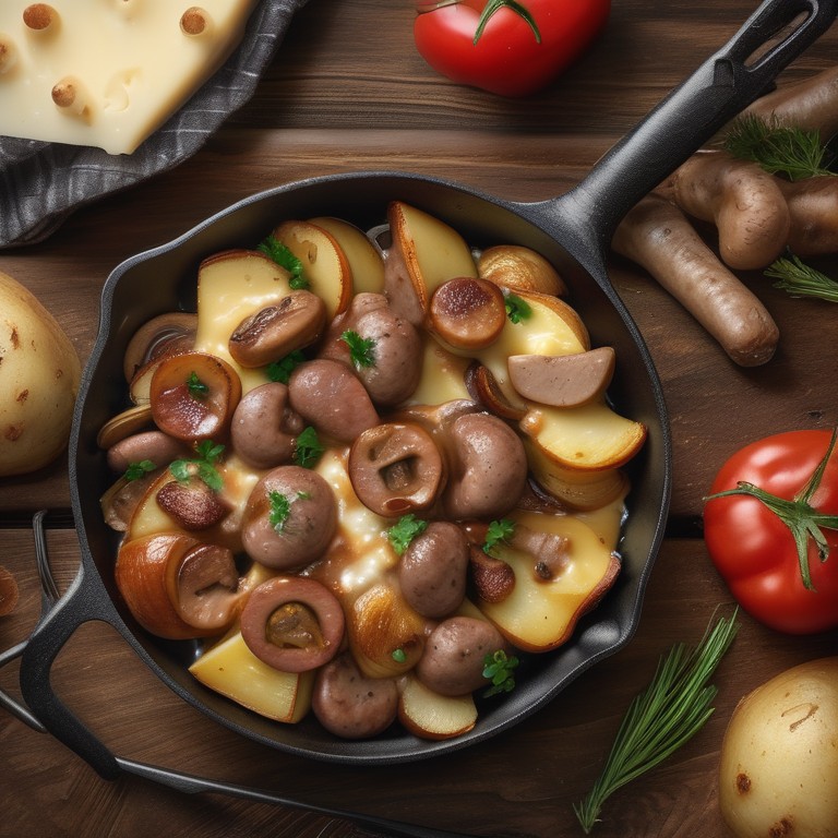 Potato, Mushroom, Sausage, and Cheese Skillet