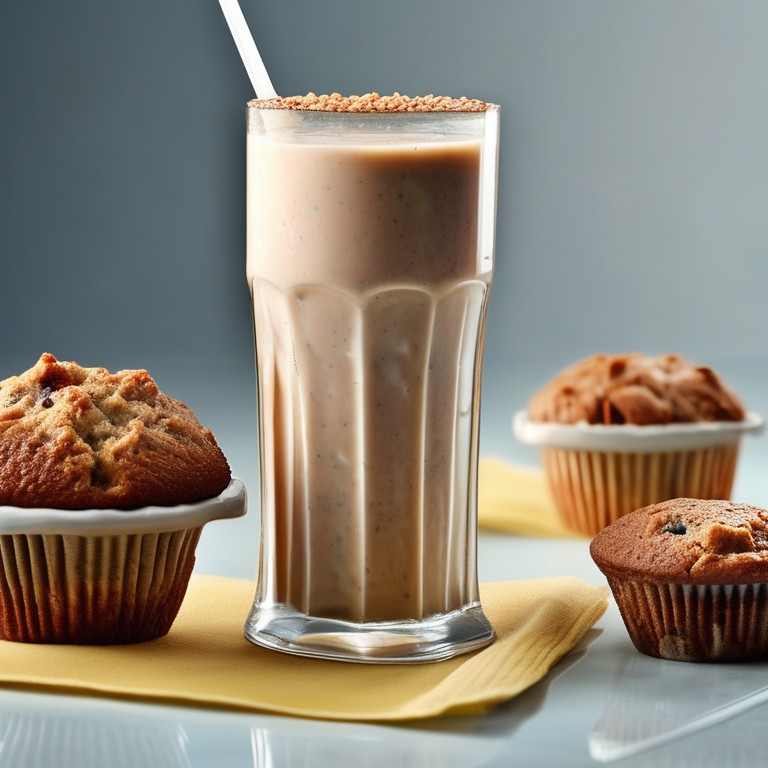 Breakfast Smoothie and Hearty Whole-Grain Muffin