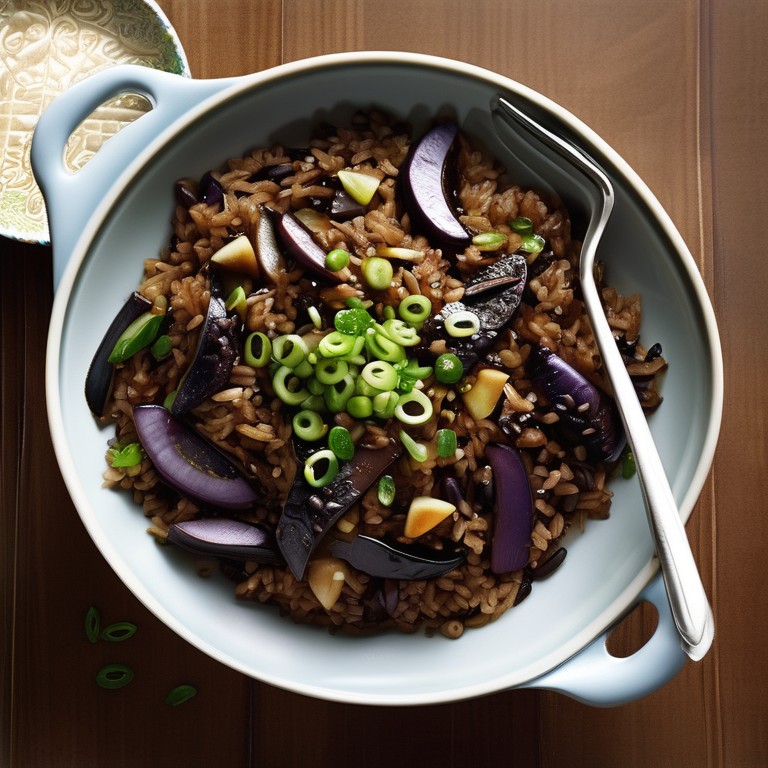 Black Bean Rice Stir Fry with Eggplants