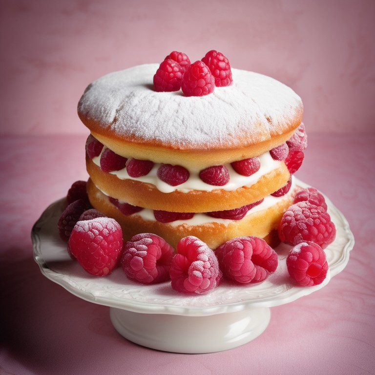 Classic Victoria Sponge with Raspberry Jam and Whipped Cream