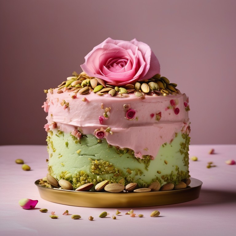 Pistachio and Rosewater Cake with Rose Buttercream