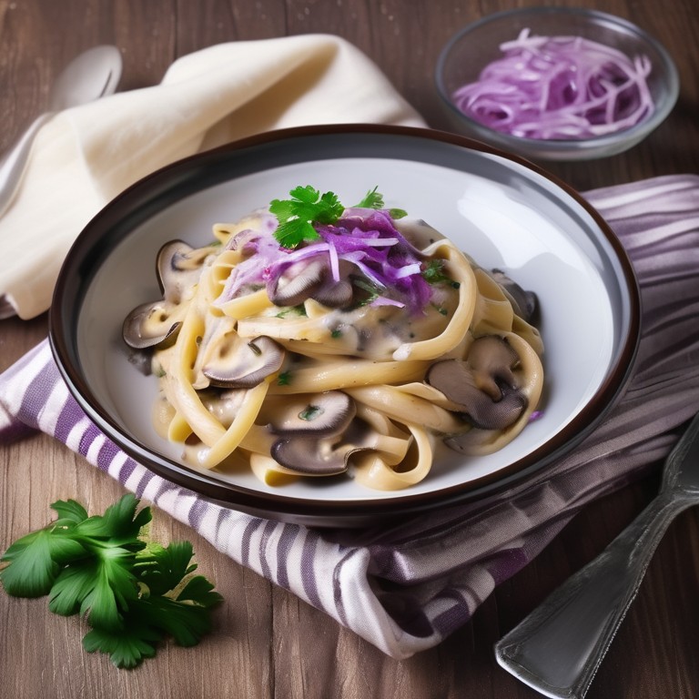 Creamy Mushroom and Red Cabbage Pasta