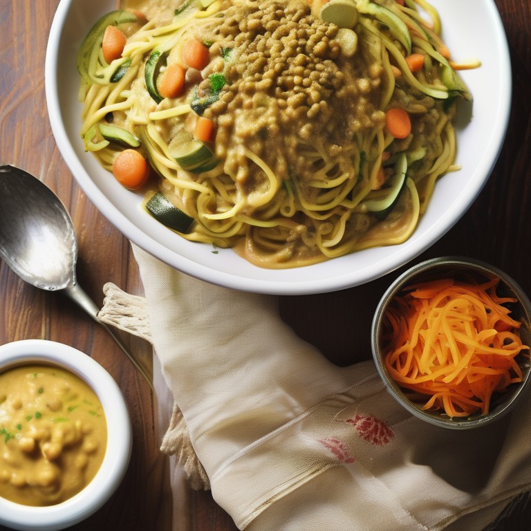 Curried Lentil Spaghetti with Zucchini