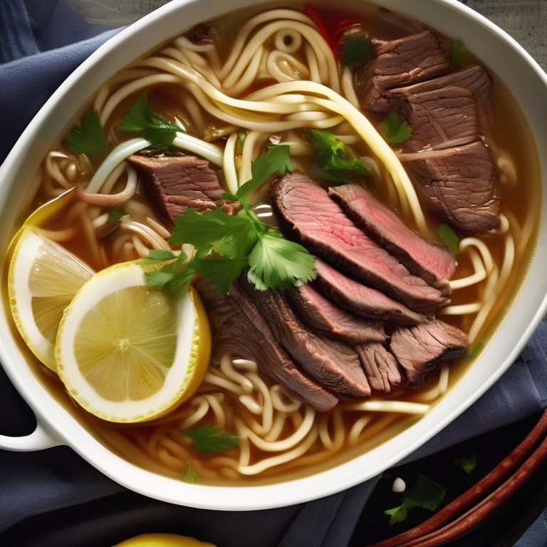 Lemon Beef Ramen Noodle Soup