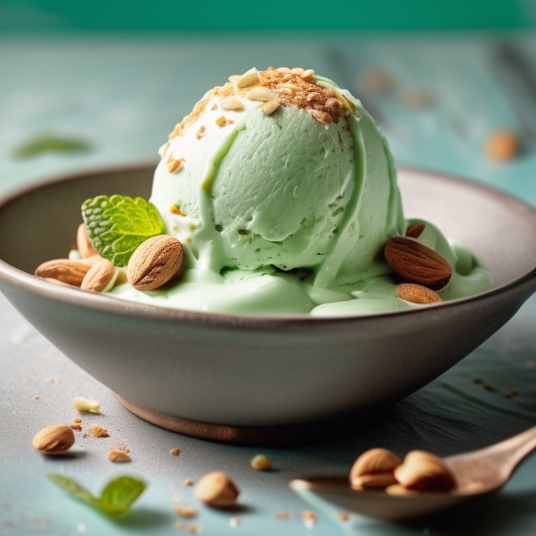 Mint Almond Homemade Ice Cream