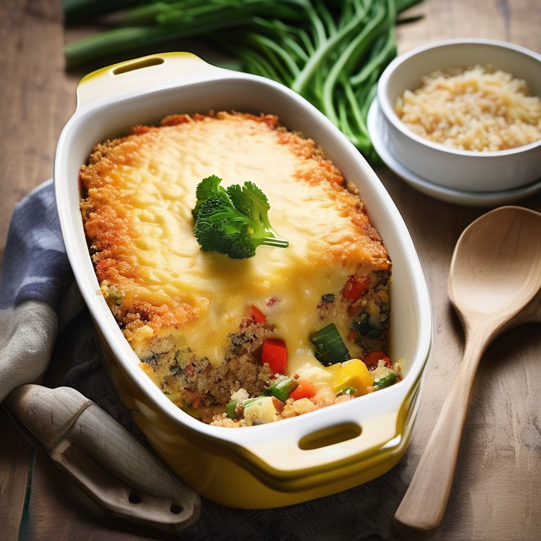 Baked Quinoa Casserole with Vegetables and Muenster Cheese
