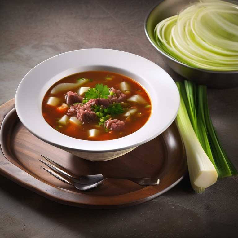 Hackfleisch-Lauch Suppe