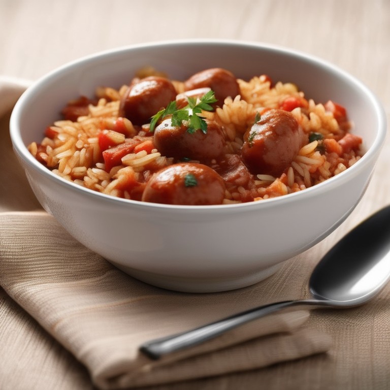 Рис с картошкой и сосисками