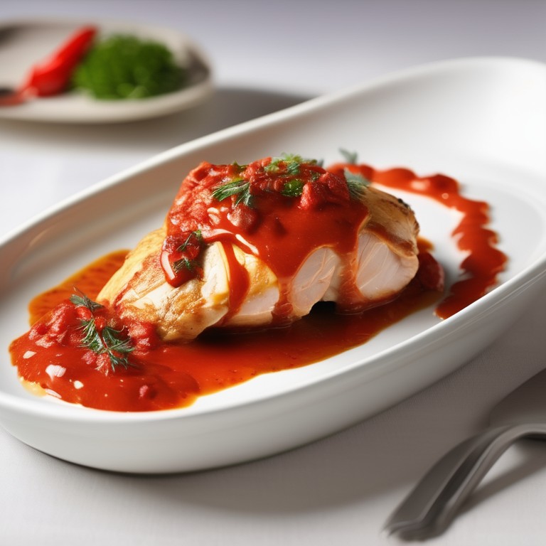 Flame-Roasted Chicken with Red Pepper Sauce