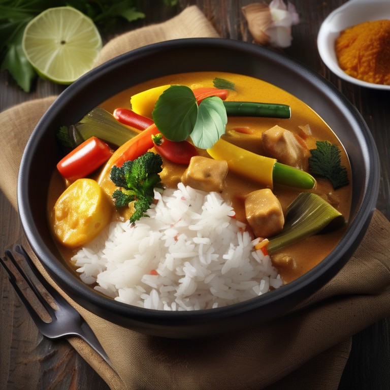 Kokos-Curry mit Gemu00fcse und Basmatireis
