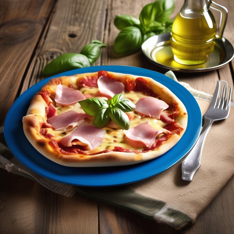 Pizza casera de jam�n, queso y pollo